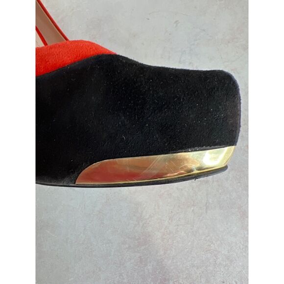 BCBGeneration Women Red Black Suede Leather High Heels Size 9 39 Mod‎ Edgy - Picture 13 of 14